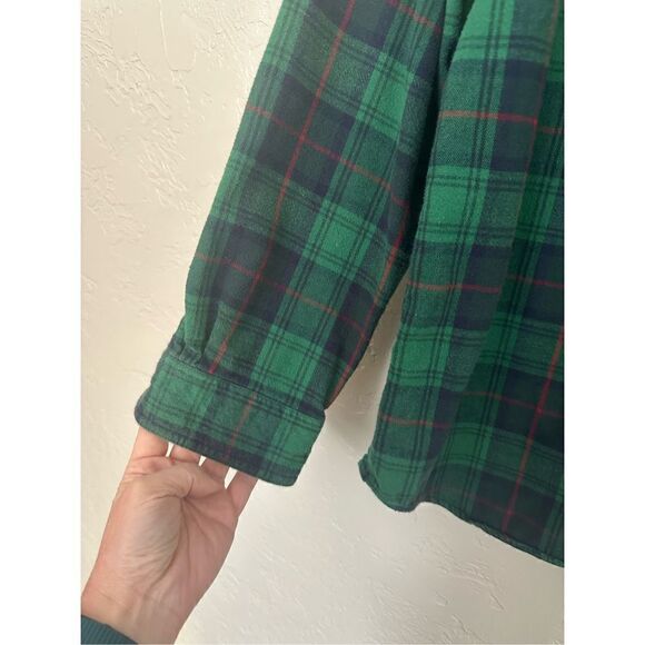 LL BEAN LARGE Men's Traditional Fit Cotton Plaid Shirt Button Up Green - Picture 4 of 10